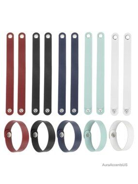 15 Pcs Plain Leather Snap Bracelets Adjustable Blank Wrist Cuffs DIY Craft